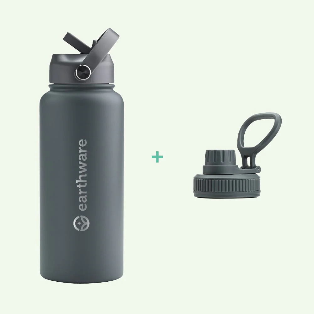 Earth Bottle Premium Insulated Water Bottle with 2 x Caps - Gray (1L)