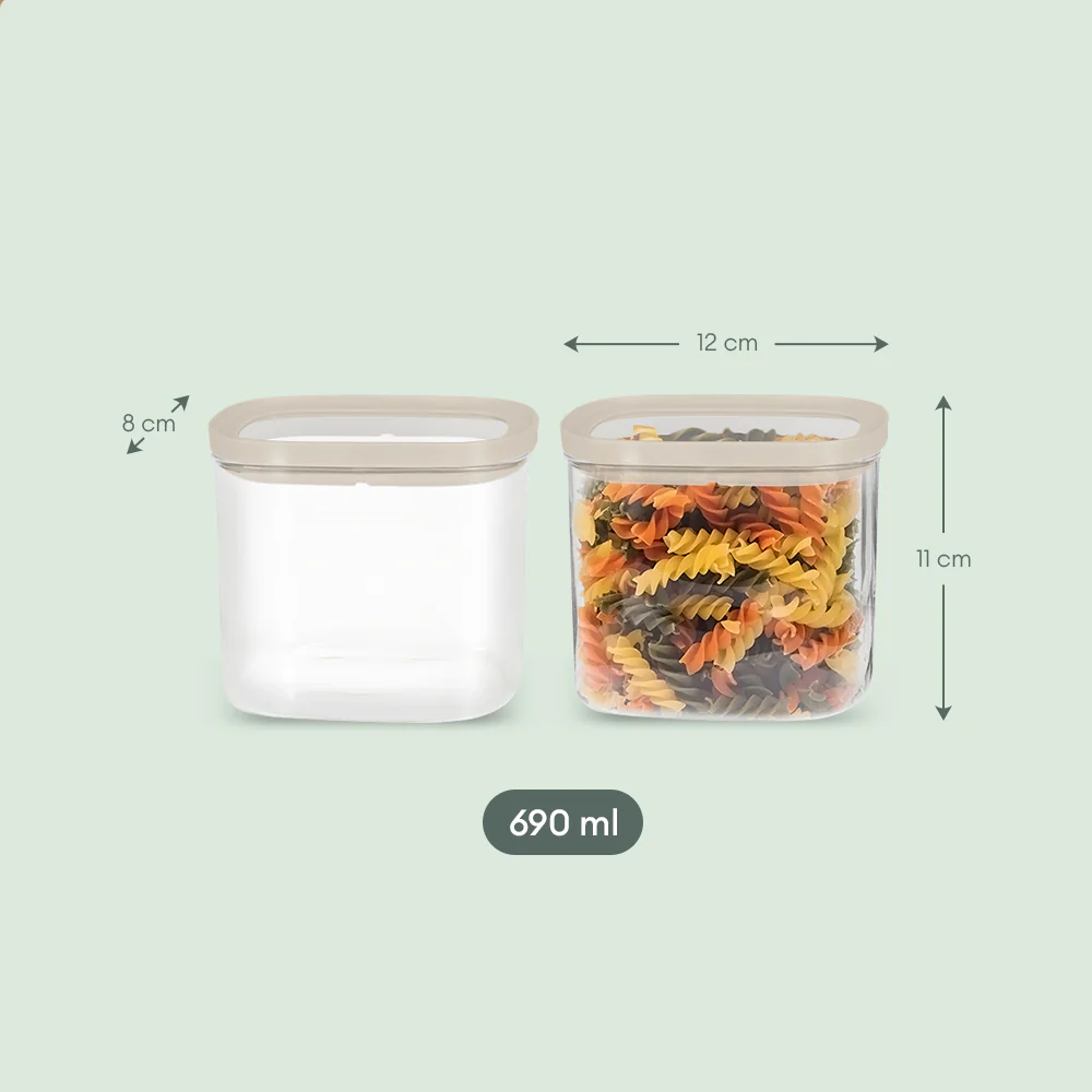 Cube Glass Pantry Storage Jars - 2 Pack (690ml)