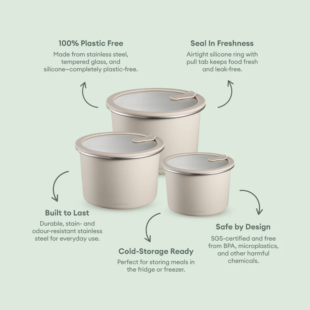 Stainless Steel Food Storage Container - Circle - 3 Pack