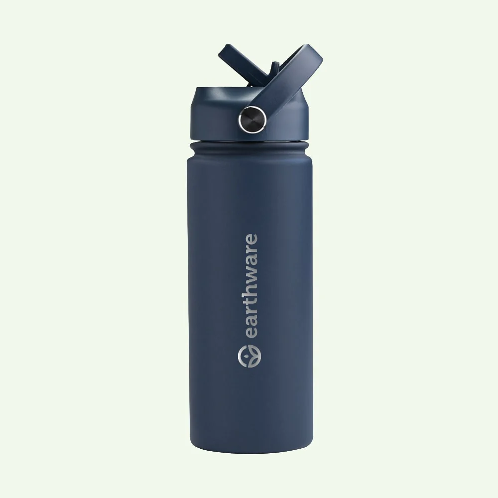 Earth Bottle Premium Insulated Water Bottle with 2 x Caps - Navy Blue (550ml)