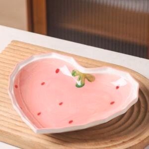 Strawberry Collection - Heart-Shaped Ceramic Plate