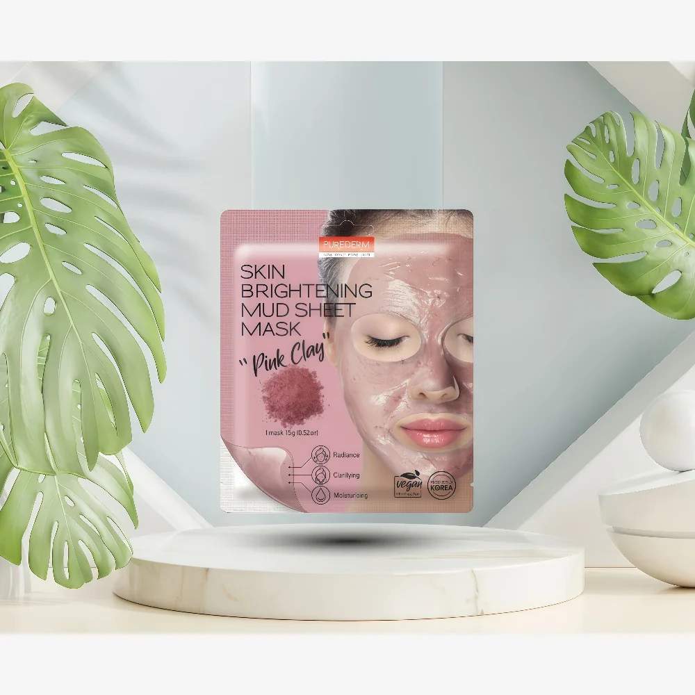 PUREDERM Skin Brightening Mud Sheet Mask Pink Clay
