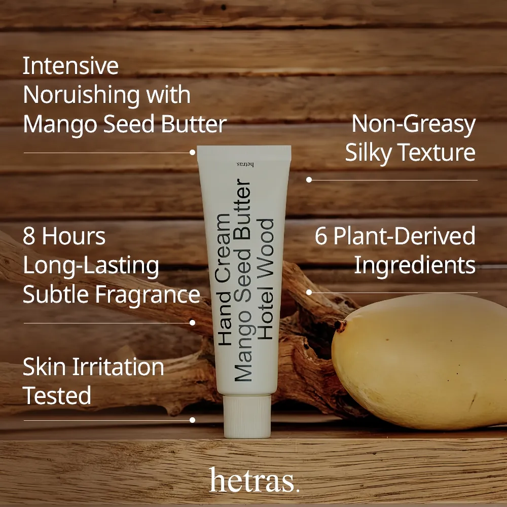 HETRAS Perfumed Mango Seed Butter Hand Cream Hotel Wood 50ml