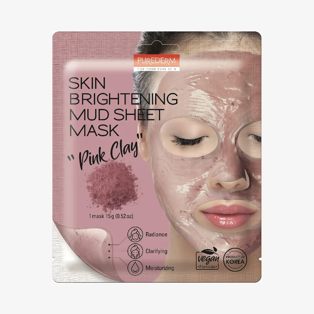 PUREDERM Skin Brightening Mud Sheet Mask Pink Clay