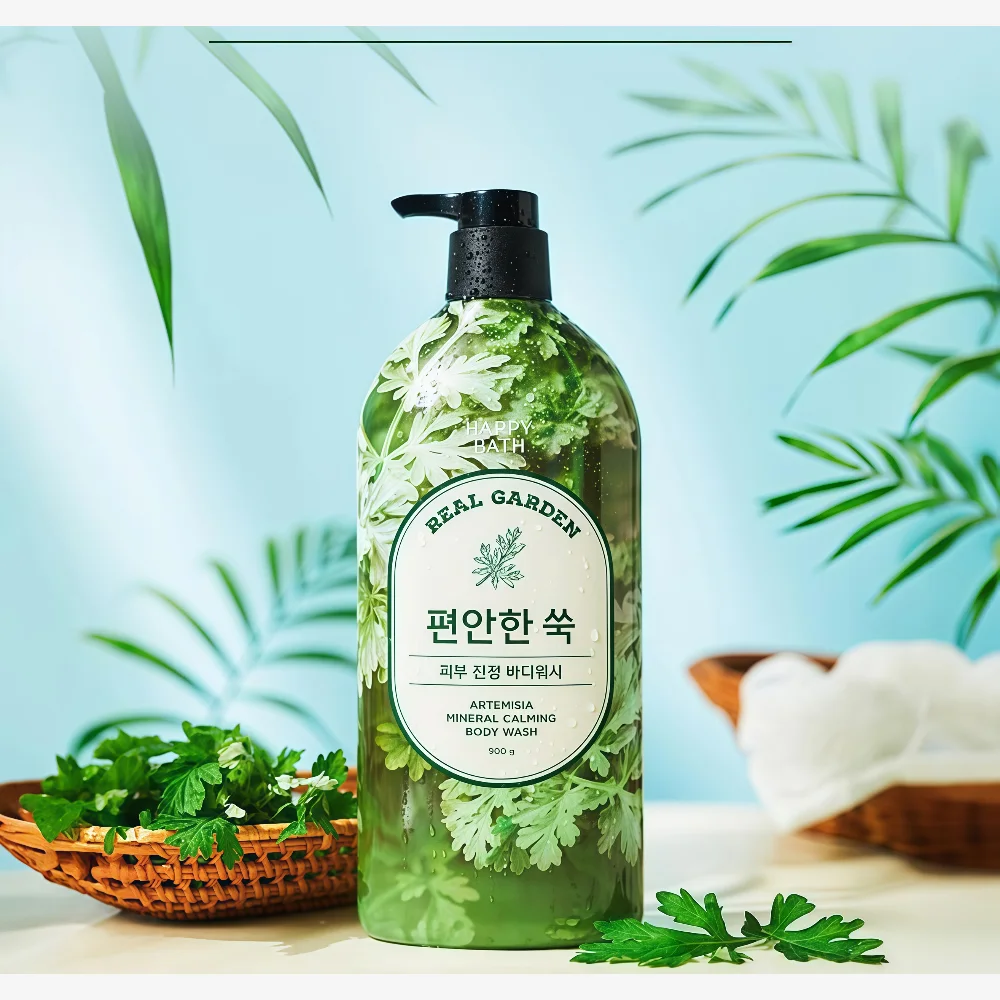 HAPPY BATH Real Garden Artemisia Mineral Calming Body Wash 900g