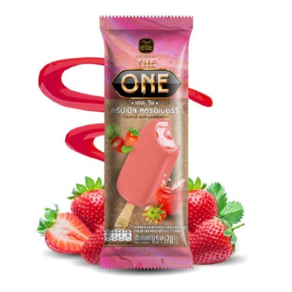 ETE Coconut Milk Frozen Dessert Bar with Strawberry Coated and Strawberry Sauce 1pcs