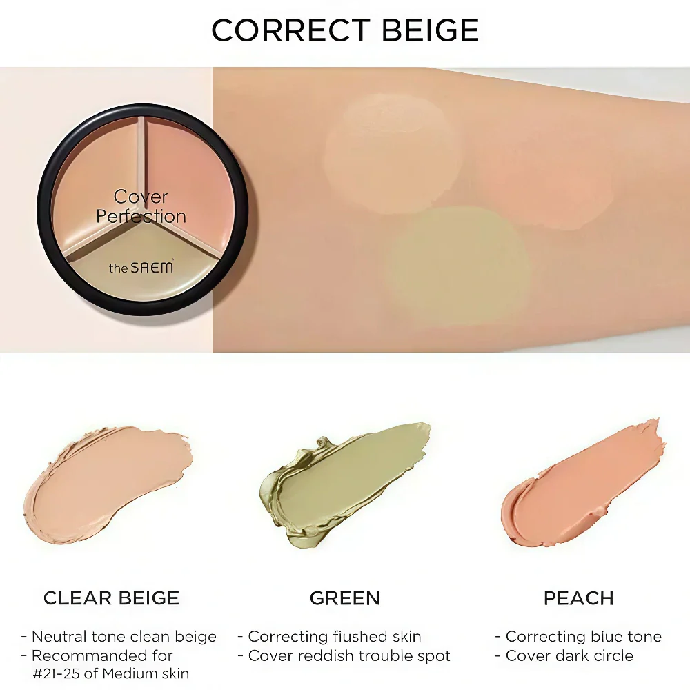 THE SAEM Cover Perfection Triple Pot Concealer 01 Correct Beige