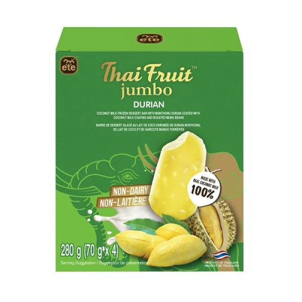 ETE Coconut Milk Frozen Dessert Bar with Durian With Coconut milk& Mung Bean Coated 4pcs