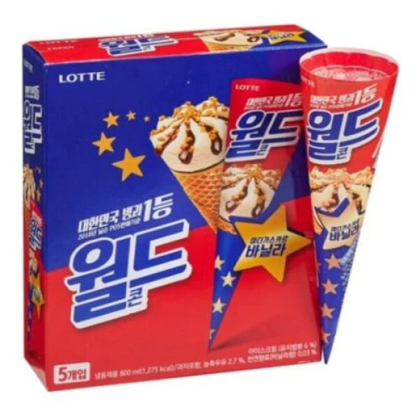 LOTTE World Cone Vanilla Ice Cream 5pcs
