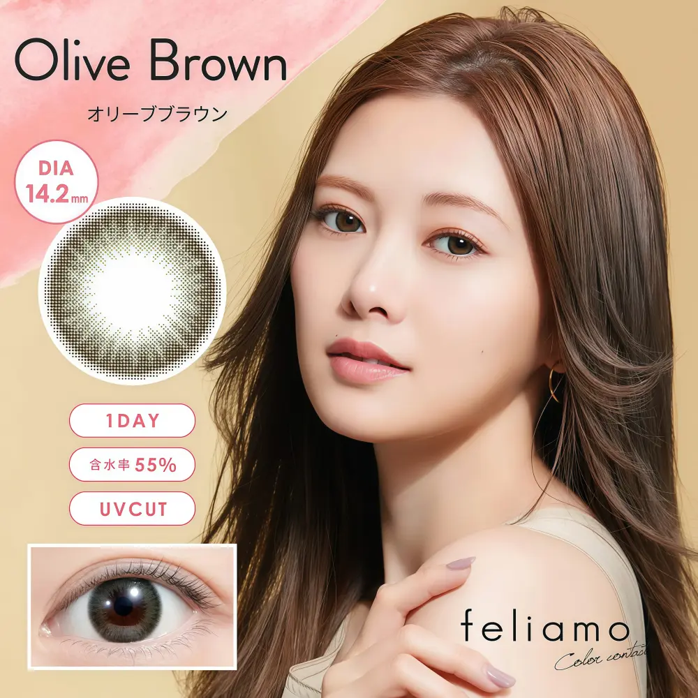 FELIAMO Daily Contact Lens (Olive Brown) (10 Lenses) -3.00
