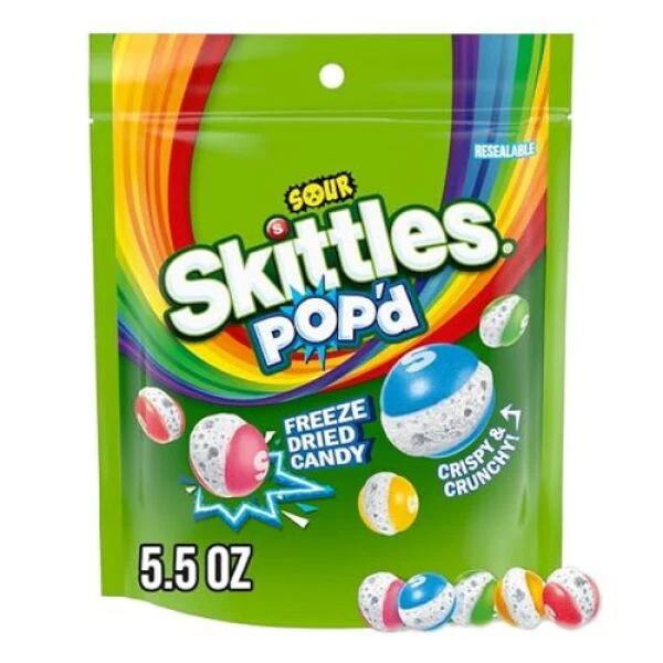 Skittles Sour Pop�d - Freeze Dried Candy 155g