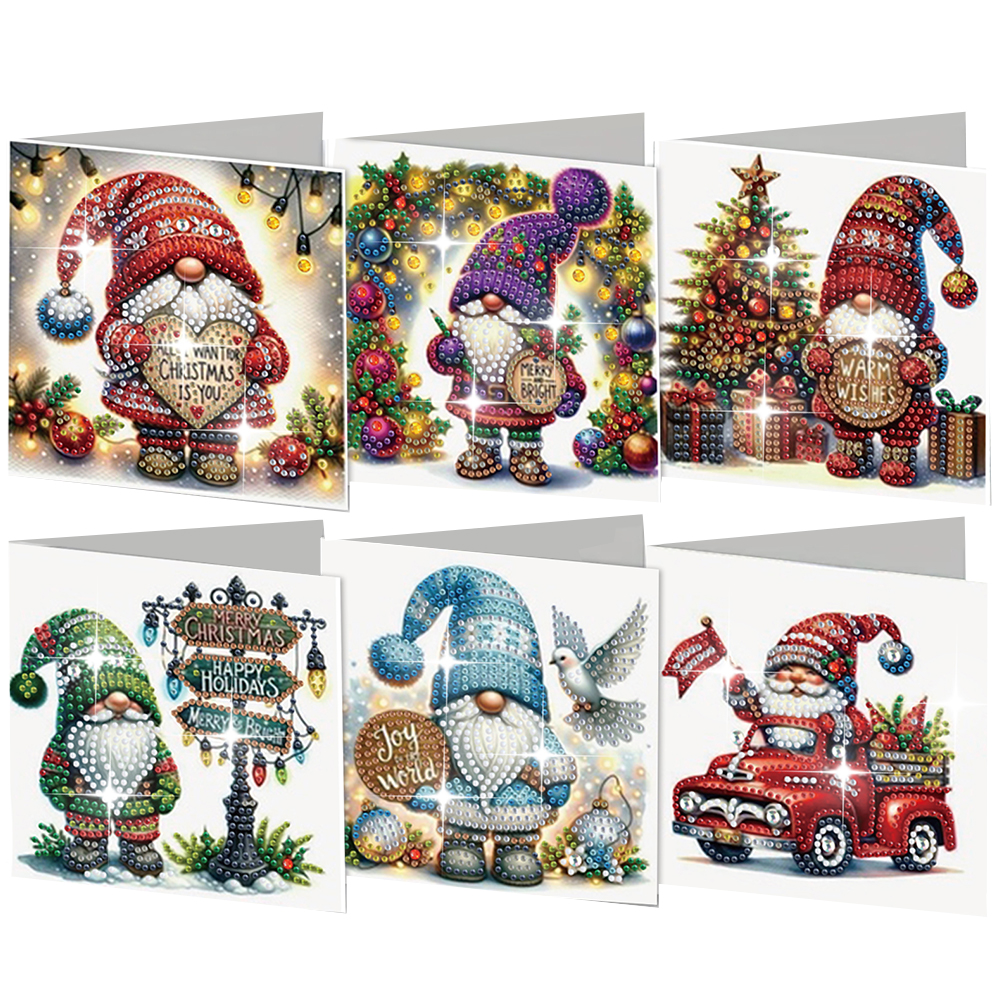 6Pcs DIY Diamond Painting Greeting Card - Christmas Goblin
