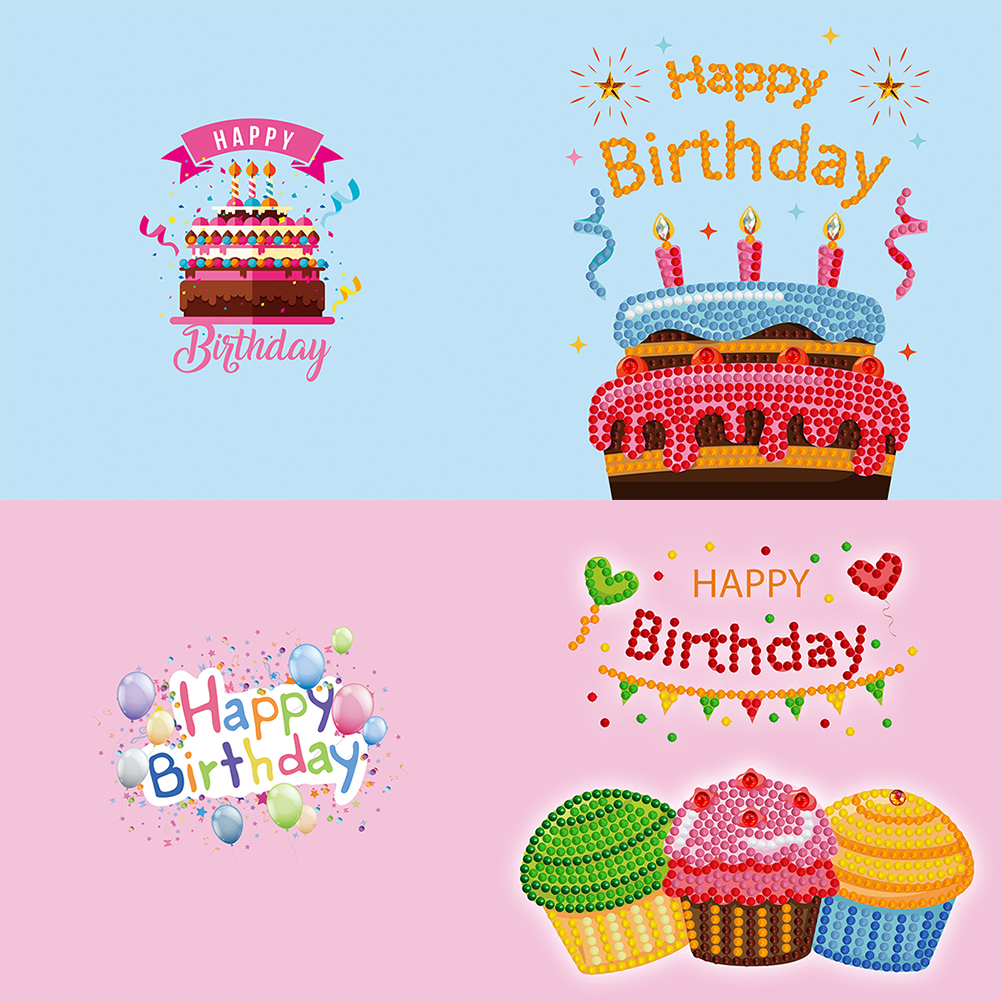 Everydayedeals 12pcs DIY Diamond Painting Birthday Greeting Cards Birthday Thanks Embroidery Postcard