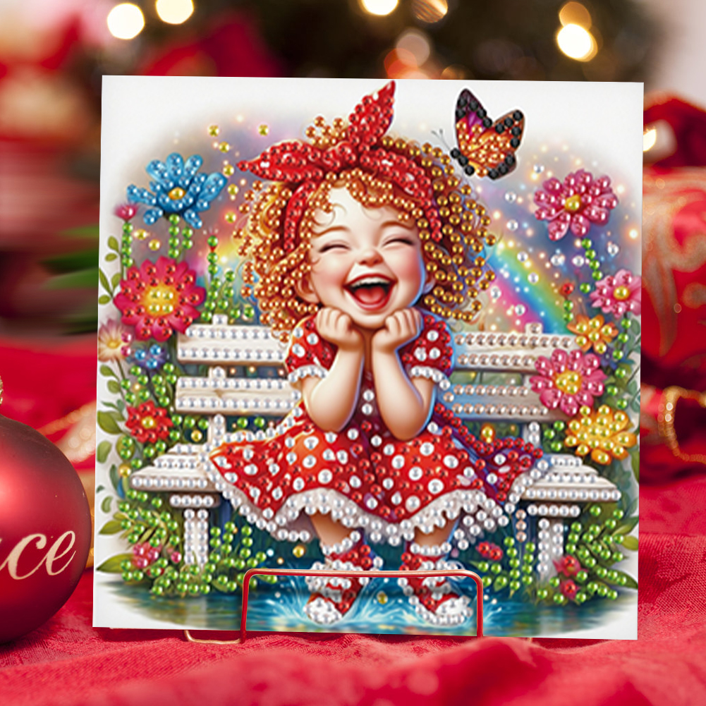 6Pcs DIY Diamond Painting Greeting Card - Girl