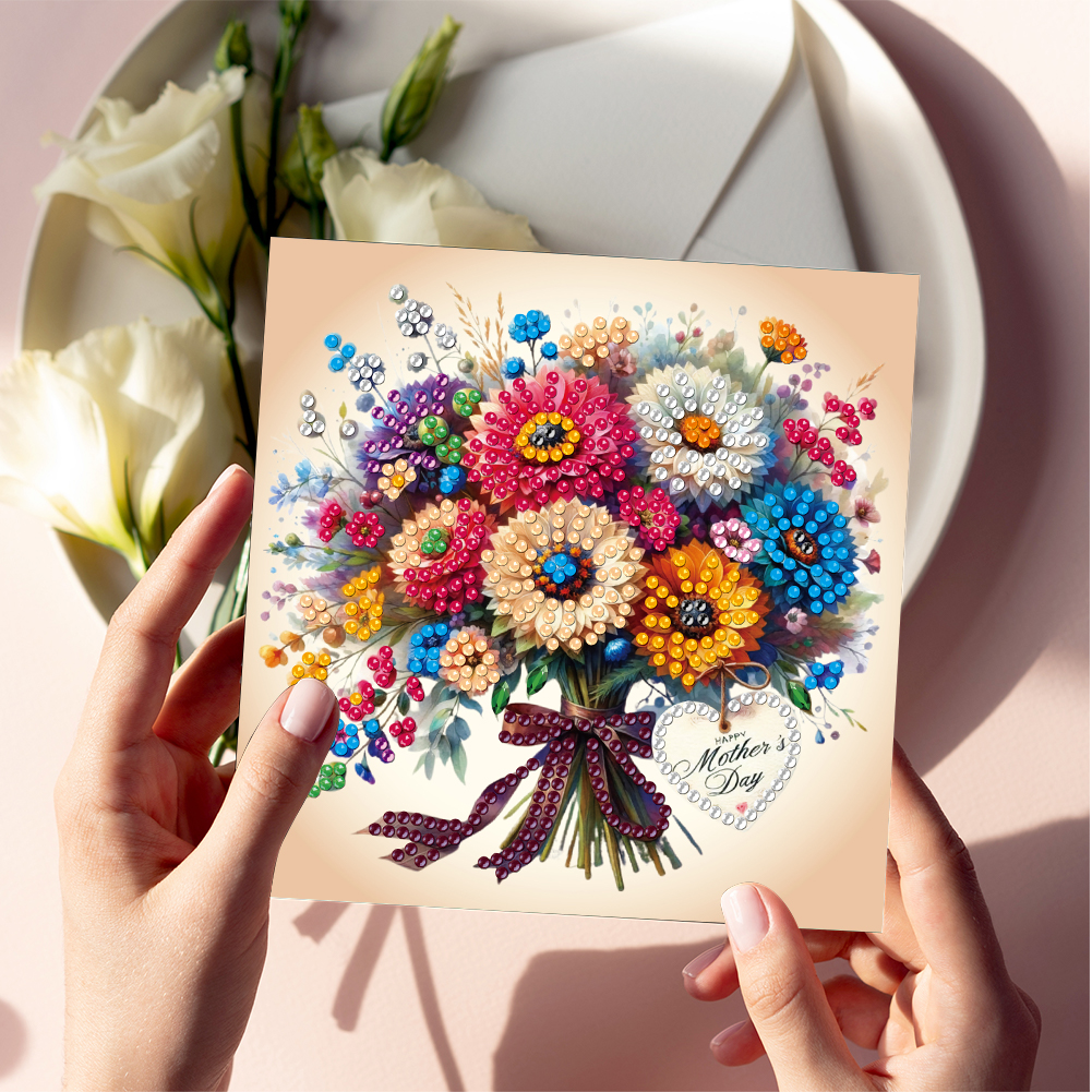 6Pcs DIY Diamond Painting Greeting Card - Happy Mothers Day