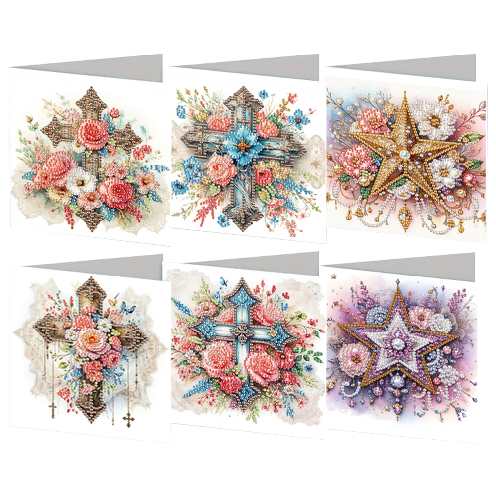 6Pcs DIY Diamond Painting Greeting Card - Faith