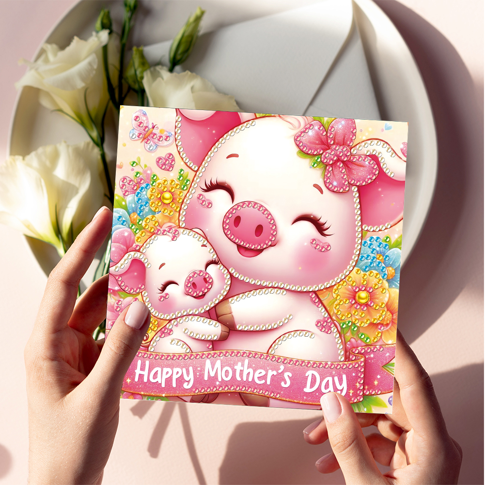 6Pcs DIY Diamond Painting Greeting Card - Happy Mothers Day