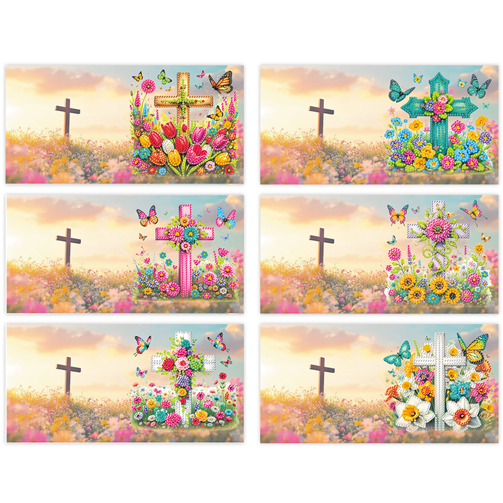 6Pcs DIY Diamond Painting Greeting Card - Cross