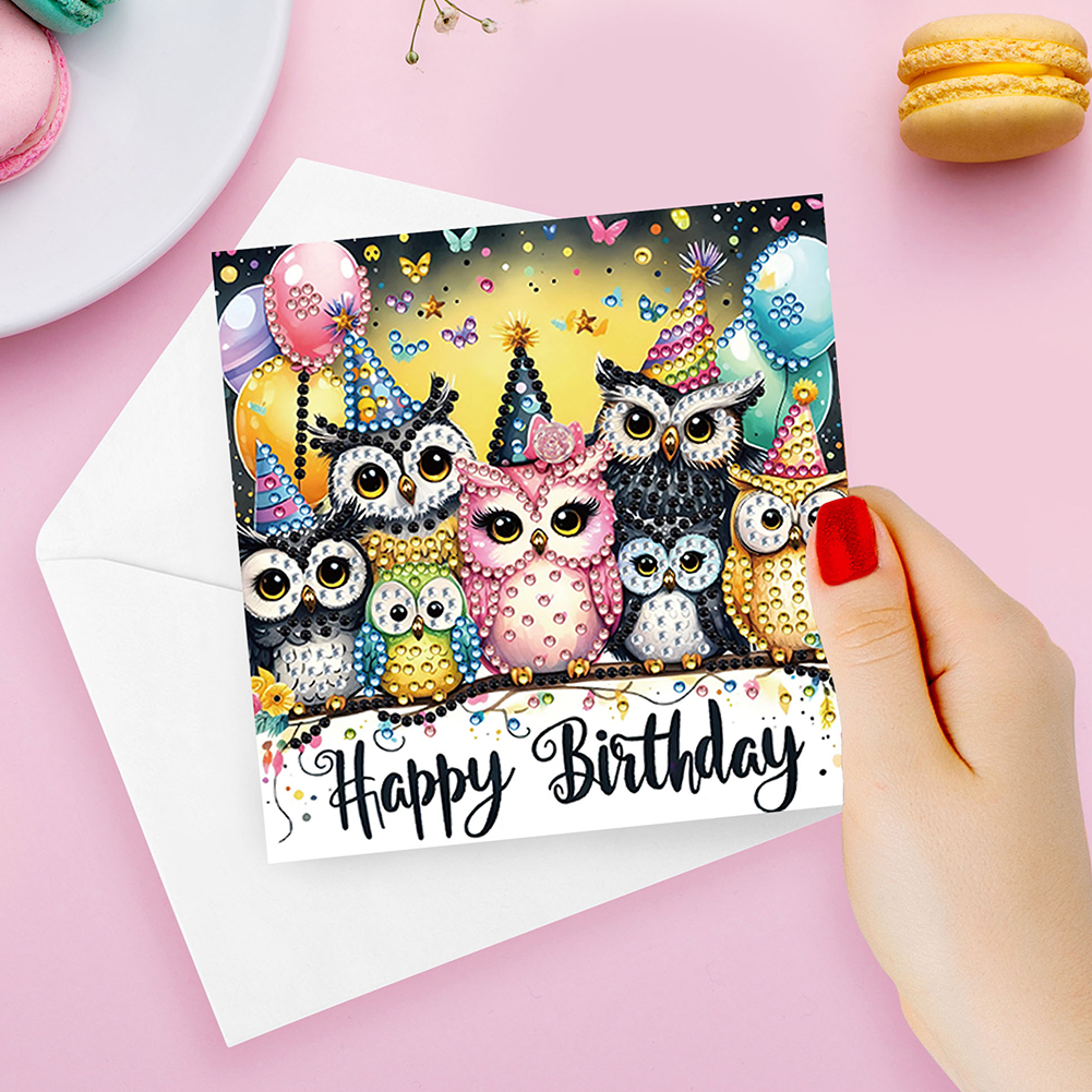6Pcs DIY Diamond Painting Birthday Greeting Card - Happy Birthday