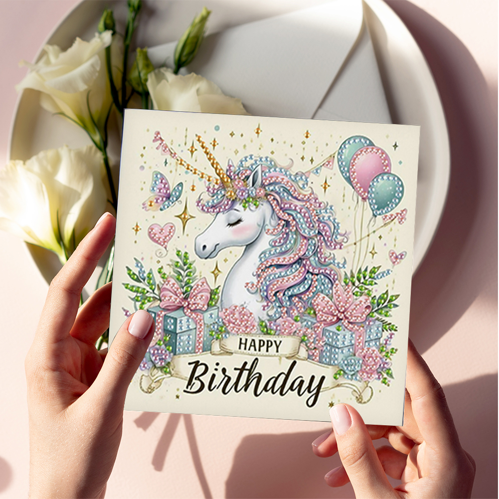 6Pcs DIY Diamond Painting Birthday Greeting Card - Birthday Animal for Adults