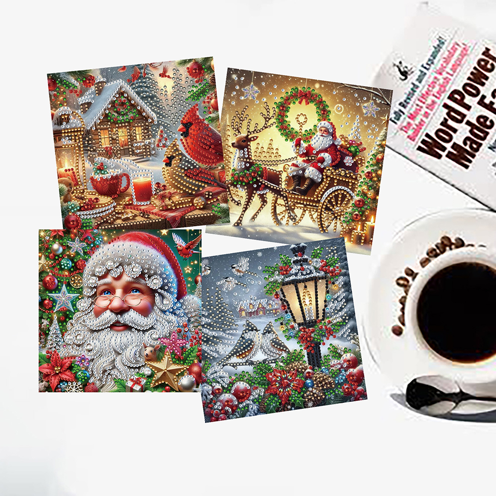 12Pcs DIY Diamond Painting Greeting Card - Christmas