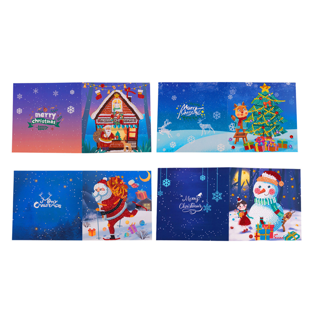 (Limited Stock)4pcs DIY Diamond Painting Greeting Card - Christmas