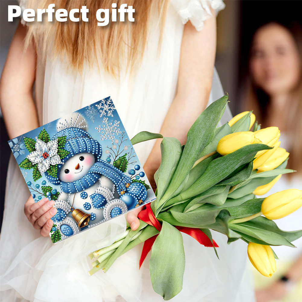 6Pcs DIY Diamond Painting Greeting Card - Xmas Snowman