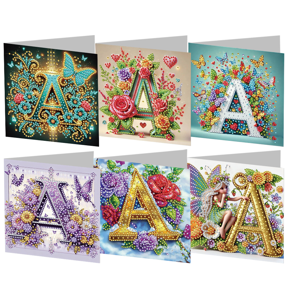 6Pcs DIY Diamond Painting Greeting Card - Letter