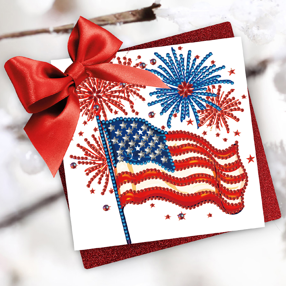6Pcs DIY Diamond Painting Greeting Card - Independence Day