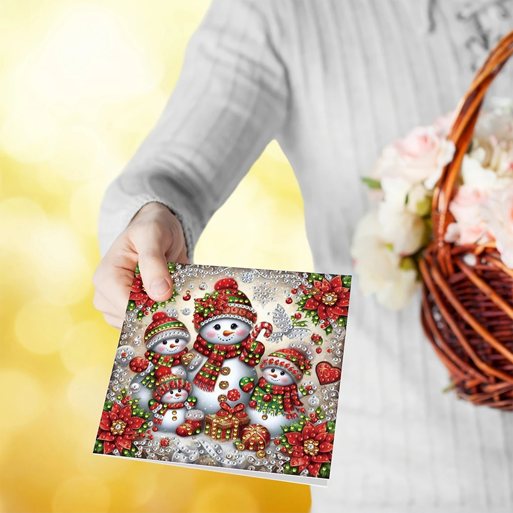 6Pcs DIY Diamond Painting Greeting Card - Snowman