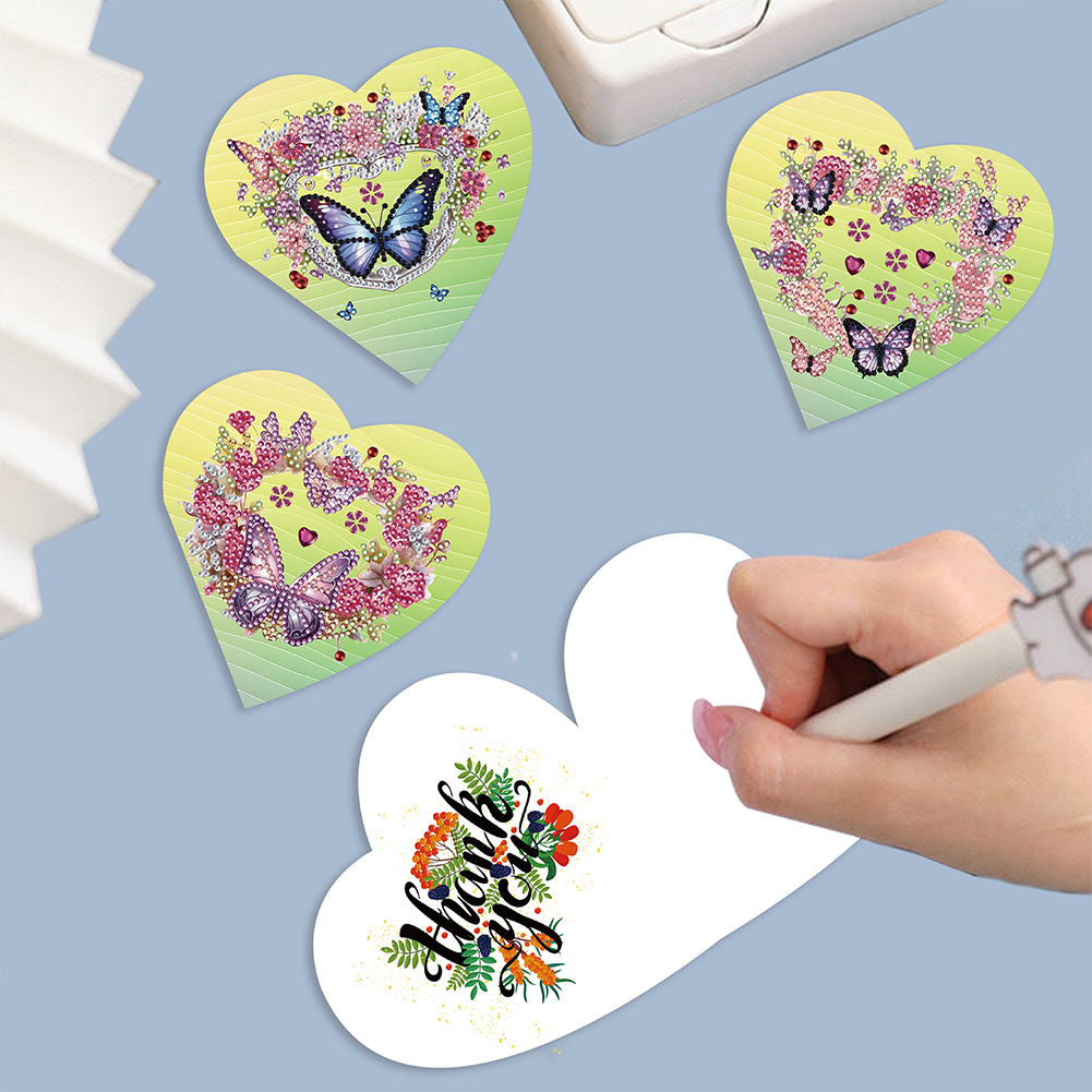 6pcs DIY Diamond Painting Greeting Card - Heart Butterfly