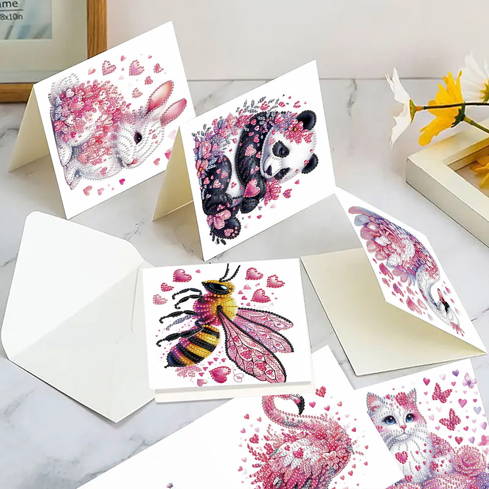 6Pcs DIY Diamond Painting Greeting Card - Animals