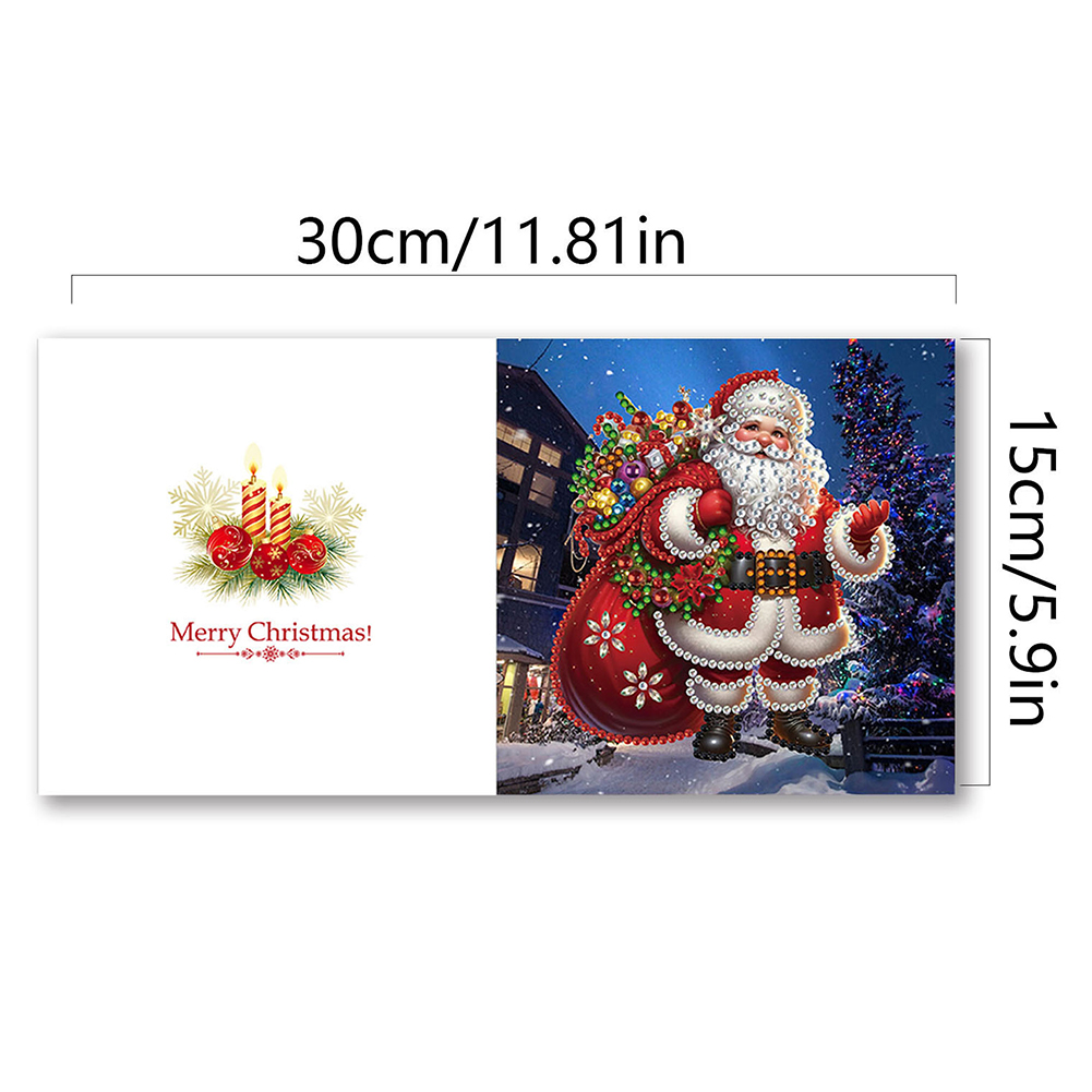 12Pcs DIY Diamond Painting Greeting Card - Santa