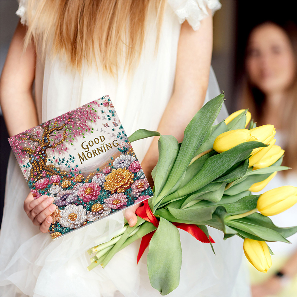 6Pcs DIY Diamond Painting Birthday Greeting Card - Good Morning Bouquet