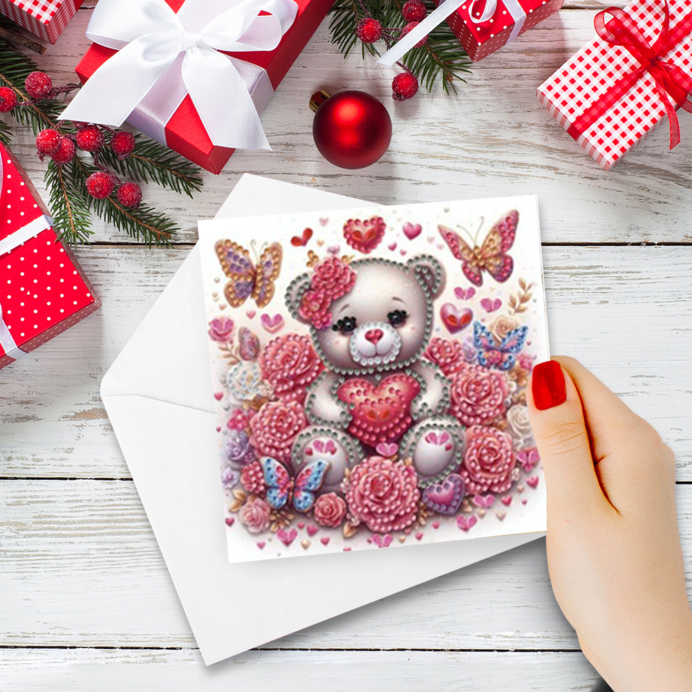 6Pcs DIY Diamond Painting Greeting Card - Bear