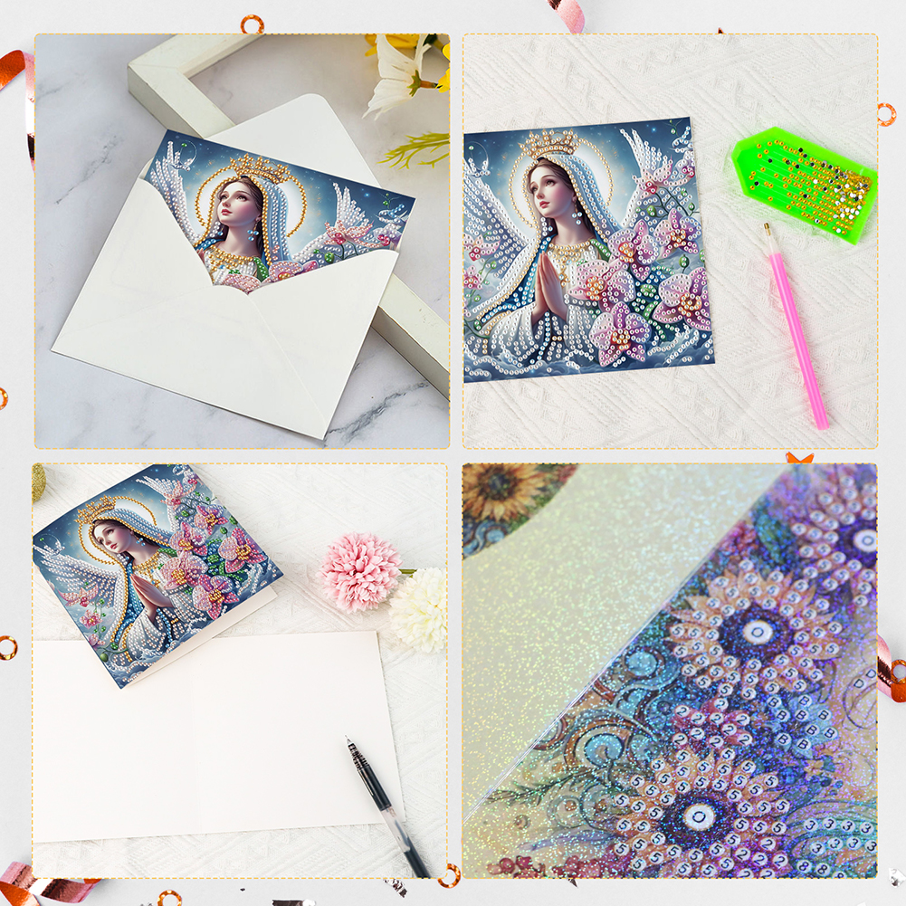 6Pcs DIY Diamond Painting Greeting Card - Holy Mother & Jesus