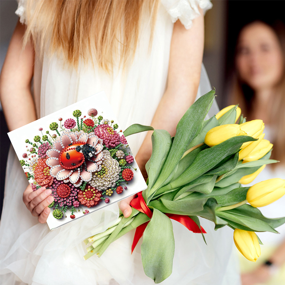 6Pcs DIY Diamond Painting Greeting Card - Ladybug Bee