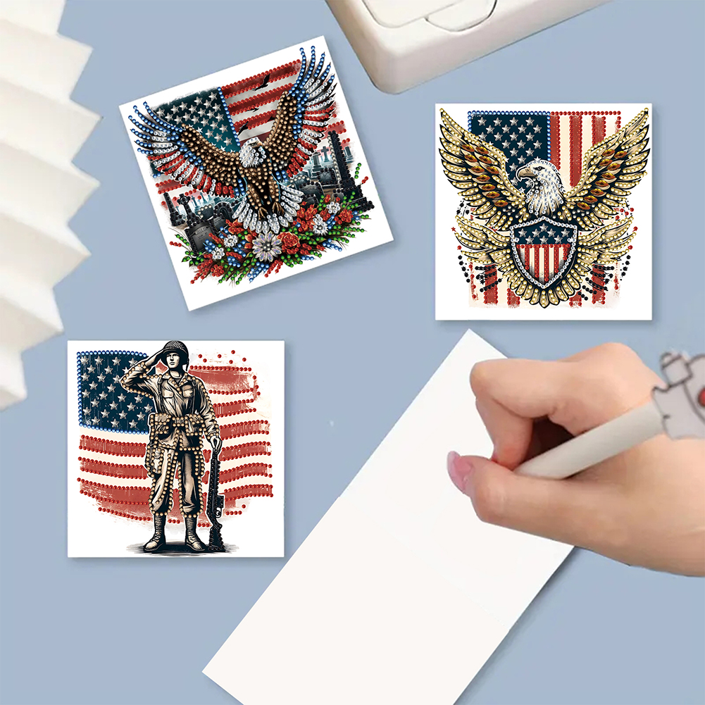6Pcs DIY Diamond Painting Greeting Card - Independence Day