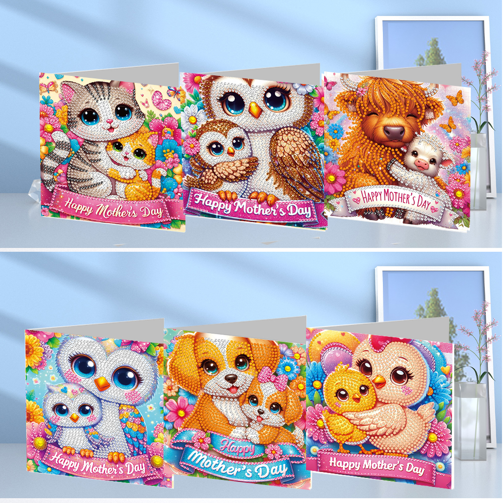 6Pcs DIY Diamond Painting Greeting Card - Happy Mothers Day