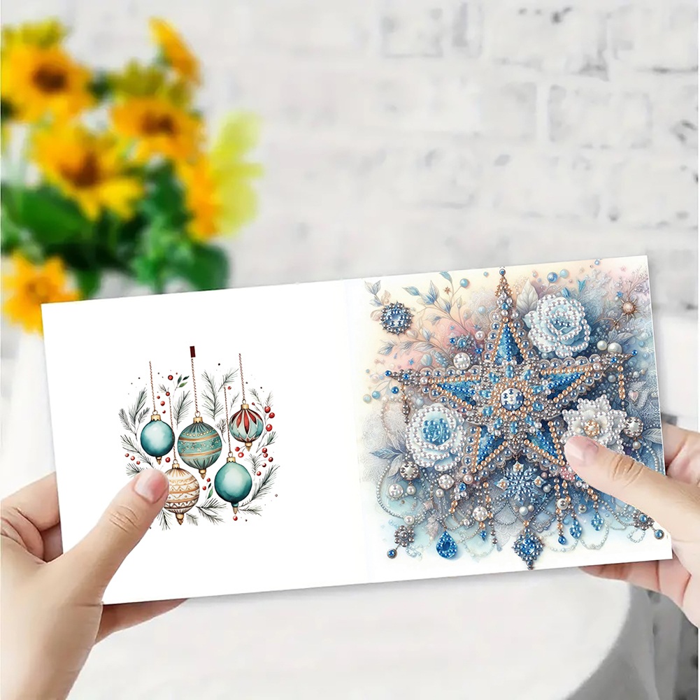 6Pcs DIY Diamond Painting Greeting Card - Xmas Ball Star