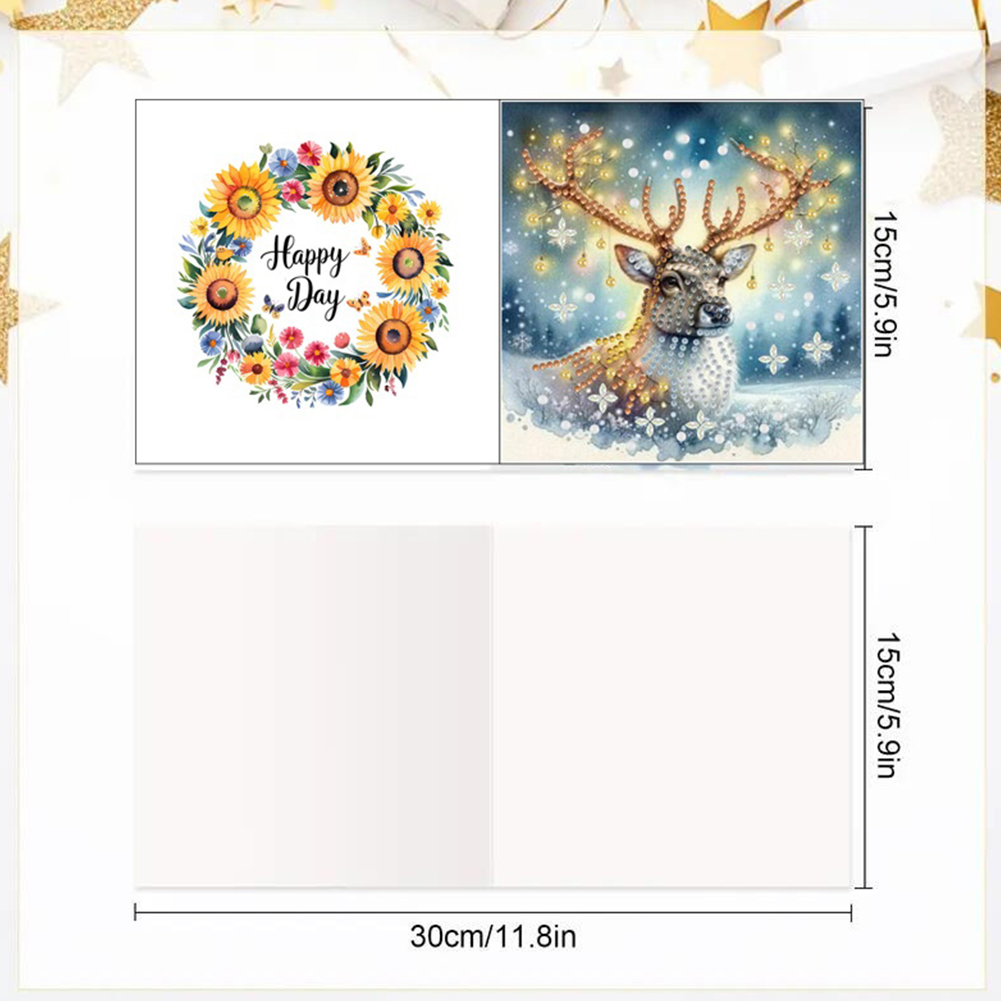 6Pcs DIY Diamond Painting Greeting Card - Elk