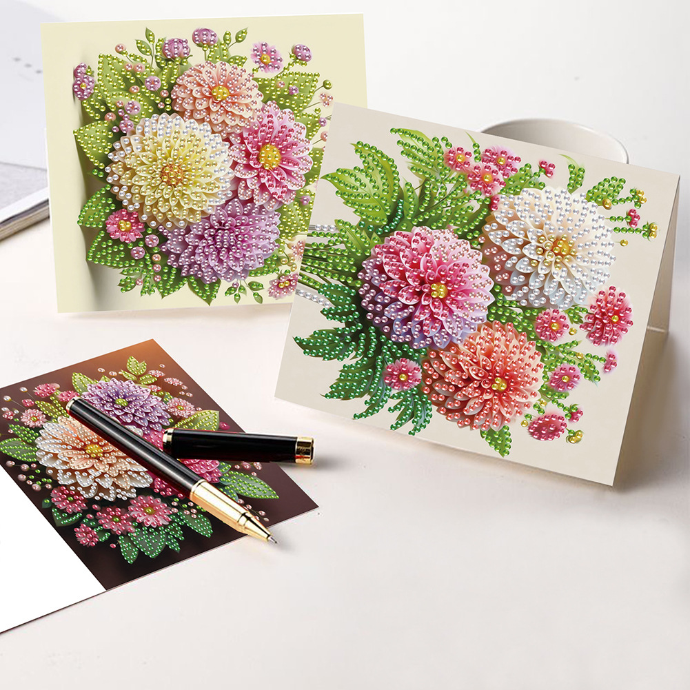 6Pcs DIY Diamond Painting Greeting Card - Bouquet Family