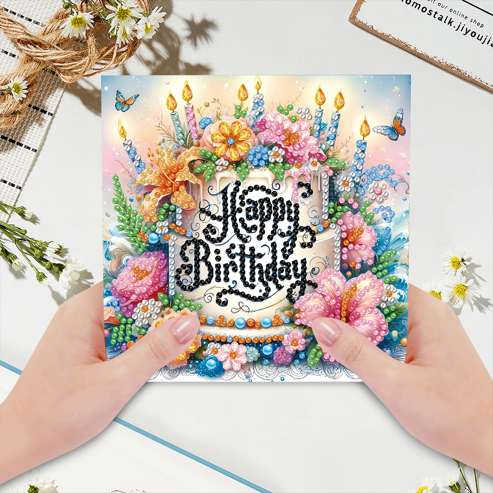 6Pcs DIY Diamond Painting Greeting Card - Birthday