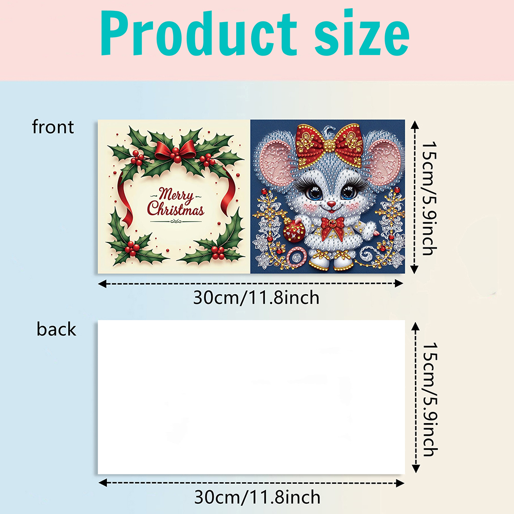 6Pcs DIY Diamond Painting Greeting Card - Xmas Mouse