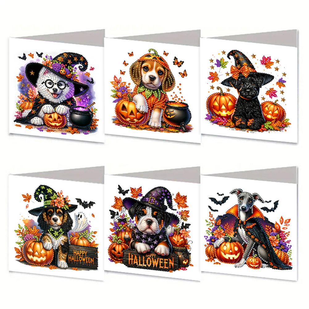 6Pcs DIY Diamond Painting Greeting Card - Halloween