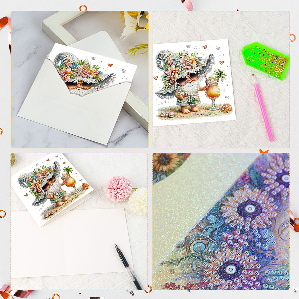 6Pcs DIY Diamond Painting Greeting Card - Gnome