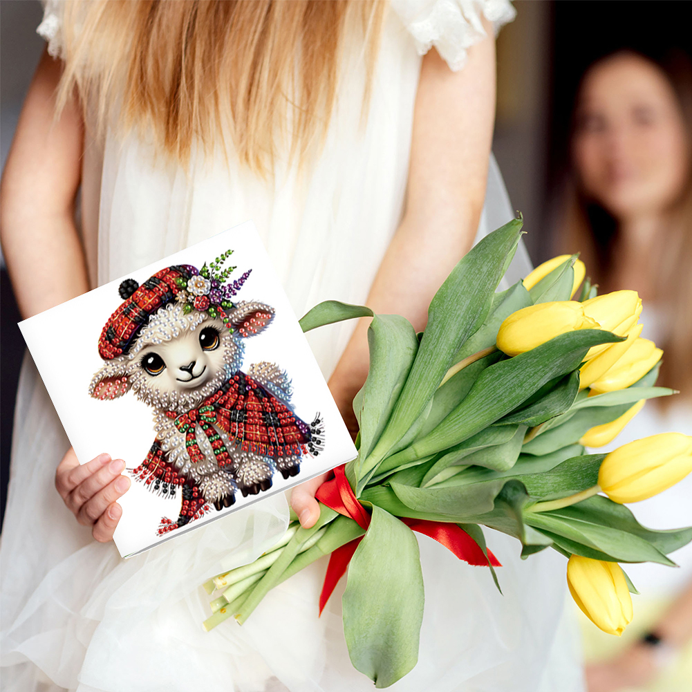 6Pcs DIY Diamond Painting Greeting Card - Sheep