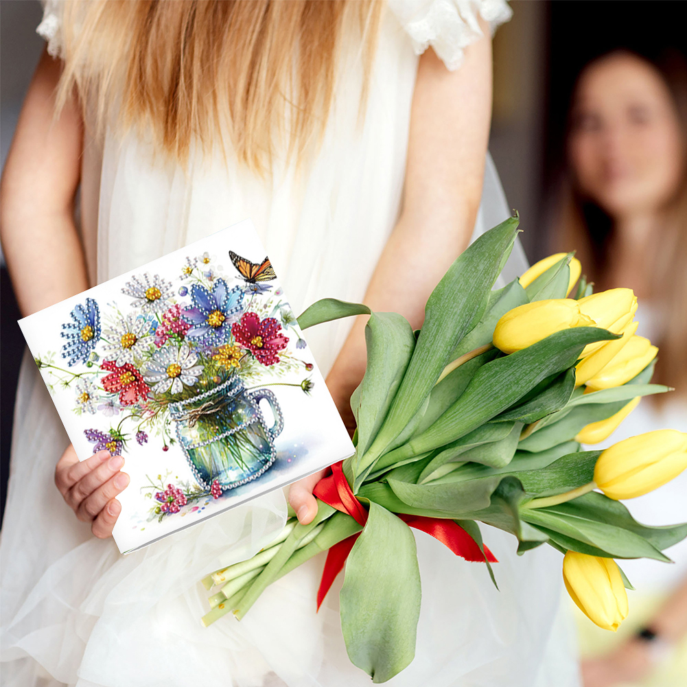 6Pcs DIY Diamond Painting Greeting Card - Bouquet for Friends