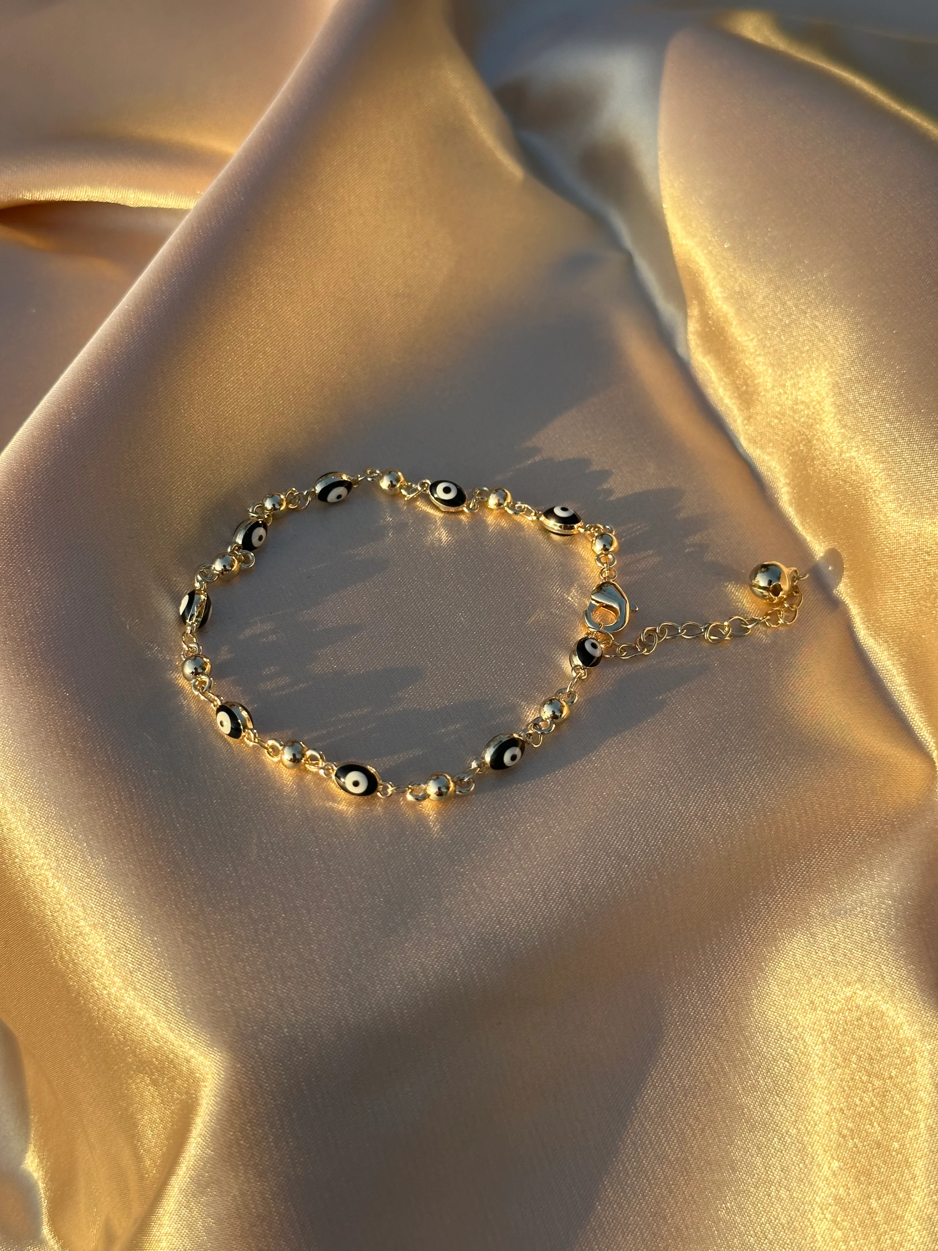 Black Oval Evil Eye Anklet