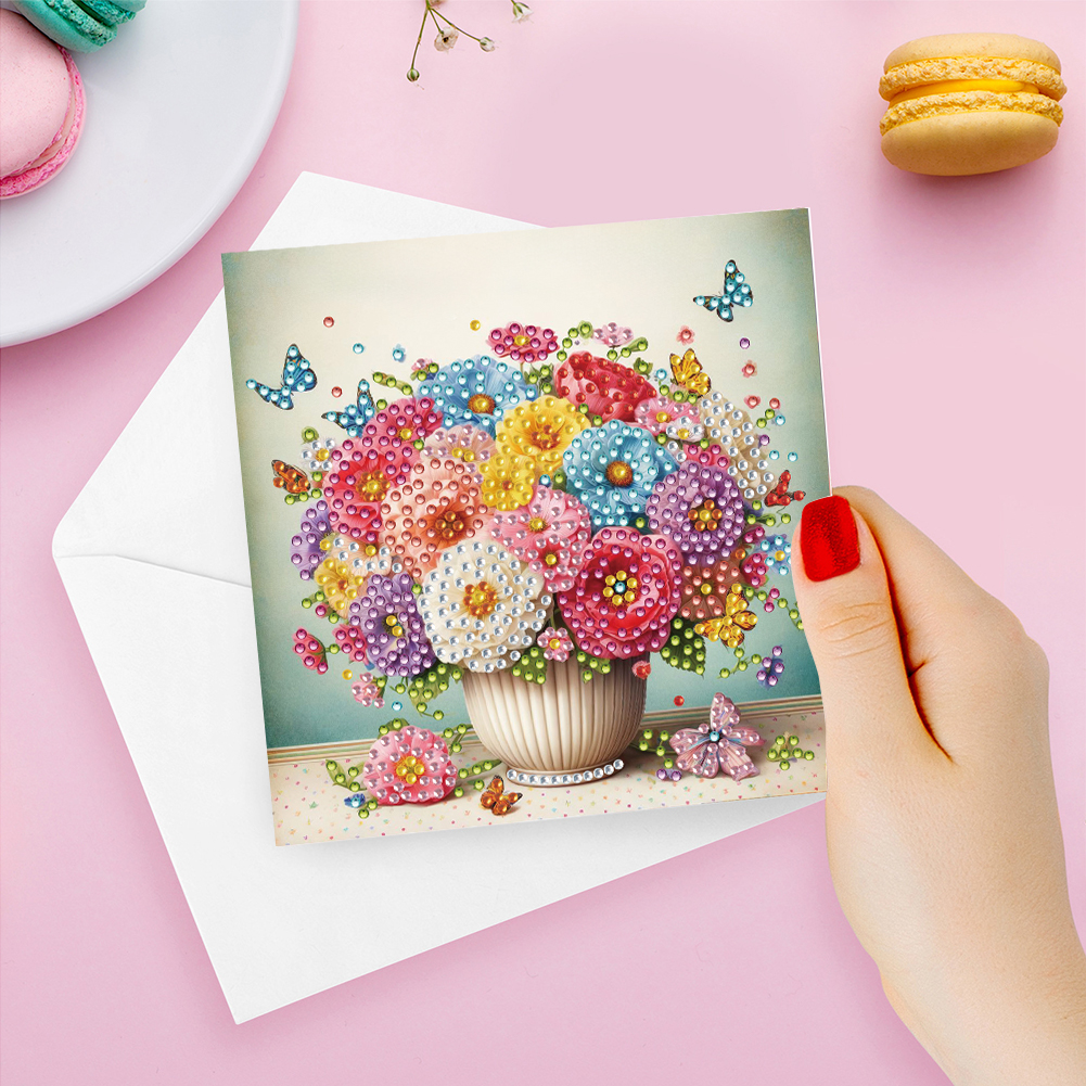 6Pcs DIY Diamond Painting Greeting Card - Flowers